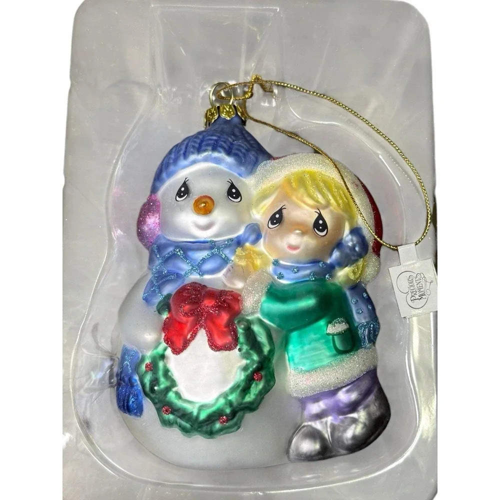 Precious Moments Blown Glass Ornament – Girl With Snowman‎ BRANDNEW!